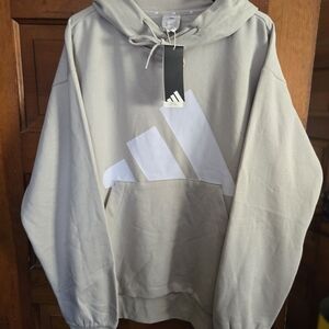 NWT Adidas Men's Essentials Big Logo Hoodie. Size Large. Wonder White/Alumina